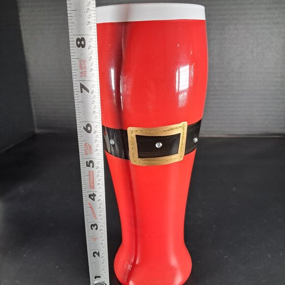 DEI. Glass Santa Themed Pilsner Glass Hand Painted 24 Ounce - Picture 9 of 10